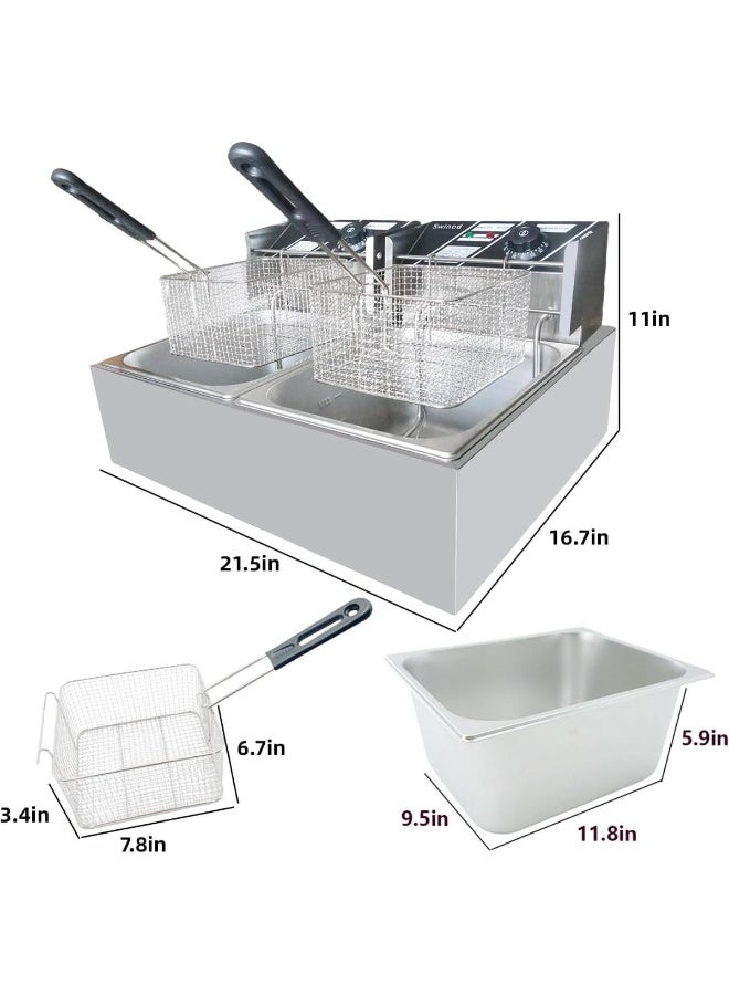 Tradeo Electric Deep Fryer Dual Tank Stainless Steel Commercial Fast Food Frying Machine - Image 3